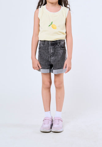 Mossimo Kids Girls Jossel Black Basic Five Pocket Mid Waist Shorts