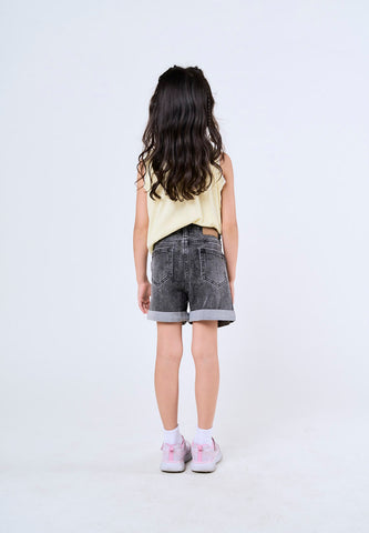 Mossimo Kids Girls Jossel Black Basic Five Pocket Mid Waist Shorts