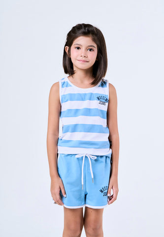 Mossimo Kids Delilah White Blue Stripes Top and Bermuda Shorts Set