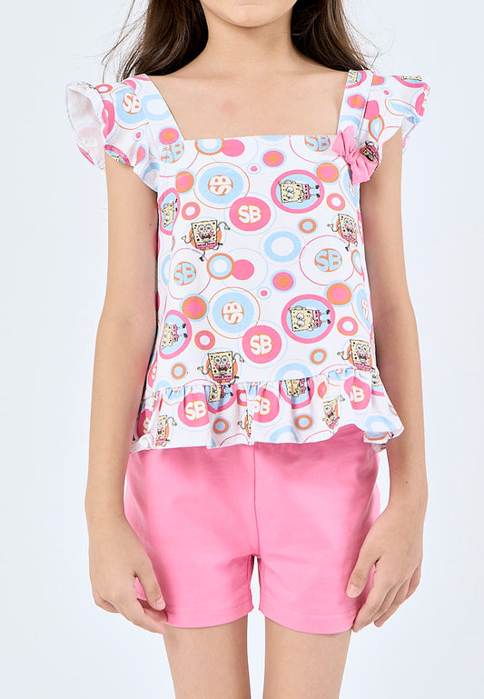 Mossimo Kids White Pink Spongebob All Over Print Set