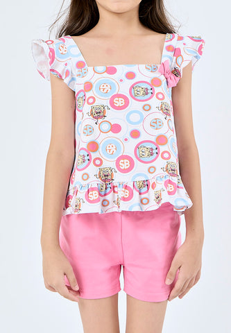 Mossimo Kids White Pink Spongebob All Over Print Set