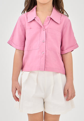 Mossimo Kids Rizalyn Light Pink Dual Pocket Cropped Shirt