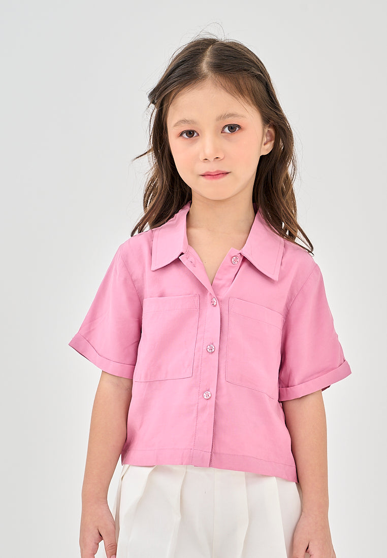 Mossimo Kids Rizalyn Light Pink Dual Pocket Cropped Shirt