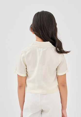 Mossimo Kids Rizalyn White Dual Pocket Cropped Polo