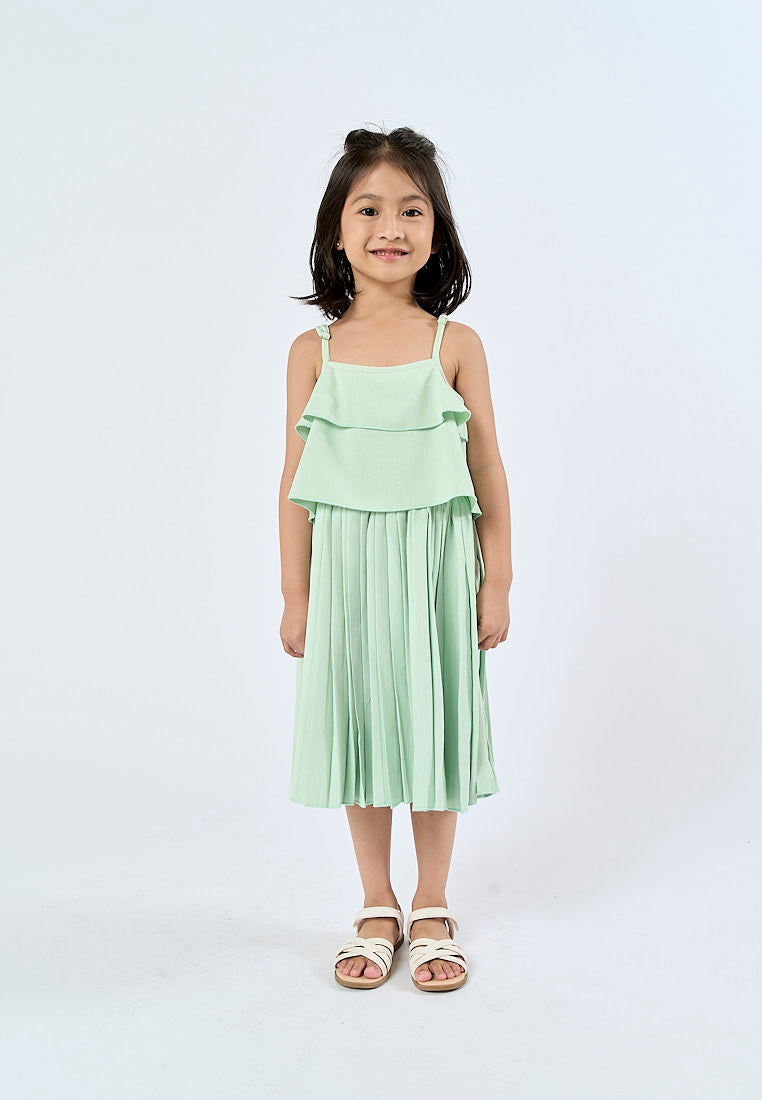 Mossimo Kids Pamela Light Green Ruffle Trim Pleated Dress