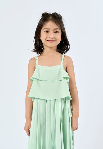 Mossimo Kids Pamela Light Green Ruffle Trim Pleated Dress