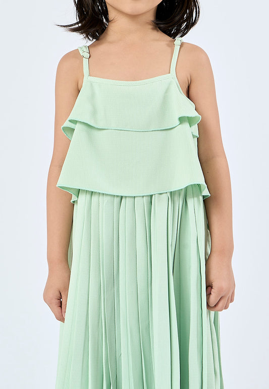 Mossimo Kids Pamela Light Green Ruffle Trim Pleated Dress