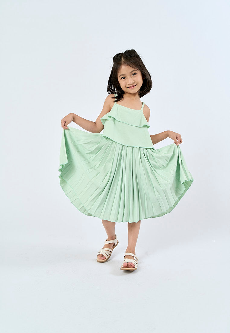 Mossimo Kids Pamela Light Green Ruffle Trim Pleated Dress Mossimo Kids Pamela Light Green Ruffle Trim Pleated Dress