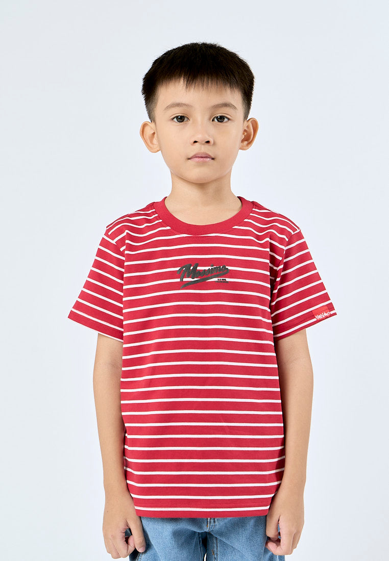 Mossimo Kids Theron Crimson Round Neck Stripes Varsity Regular Tshirt