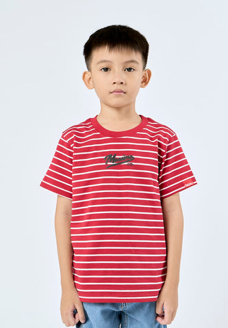 Mossimo Kids Theron Crimson Round Neck Stripes Varsity Regular Tshirt