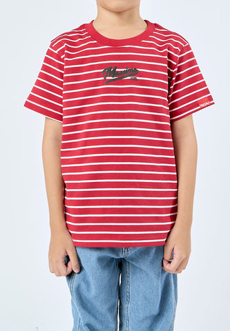 Mossimo Kids Theron Crimson Round Neck Stripes Varsity Regular Tshirt