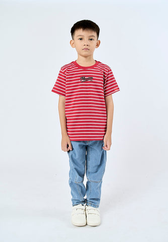 Mossimo Kids Theron Crimson Round Neck Stripes Varsity Regular Tshirt