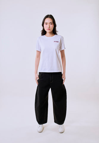 Mossimo Women's White Small Track Graphic Classic Fit Tee