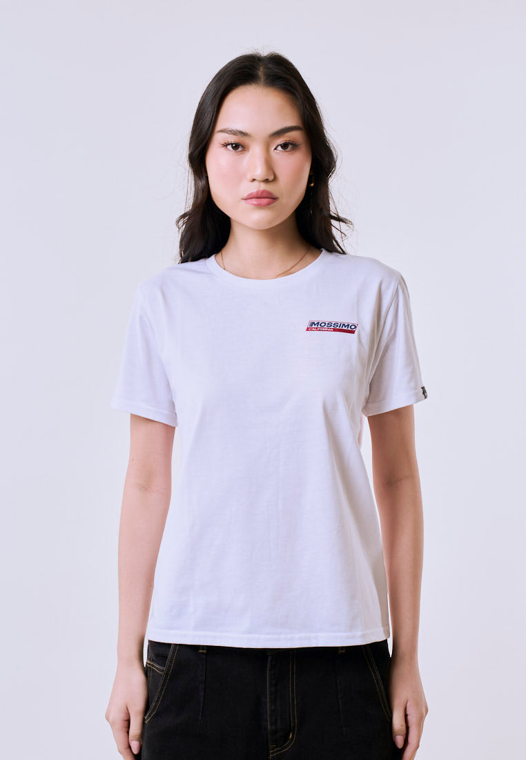 Mossimo Women's White Small Track Graphic Classic Fit Tee