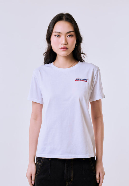 Mossimo Women's White Small Track Graphic Classic Fit Tee