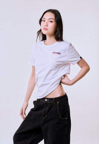 Mossimo Women's White Small Track Graphic Classic Fit Tee