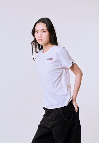 Mossimo Women's White Small Track Graphic Classic Fit Tee