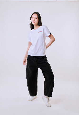 Mossimo Women's White Small Track Graphic Classic Fit Tee