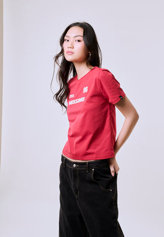 Mossimo Women's Red 86 Graphic Comfort Fit Tee
