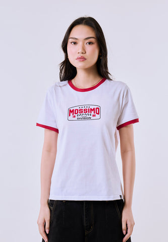 Mossimo Women's White Ringer Graphic Classic Fit Tee