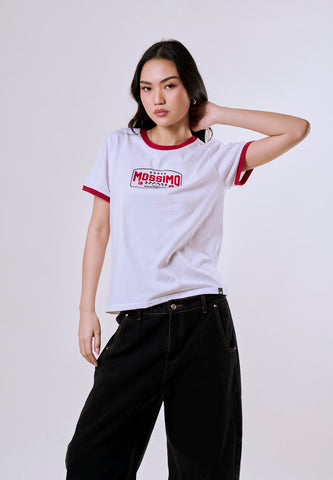 Mossimo Women's White Ringer Graphic Classic Fit Tee
