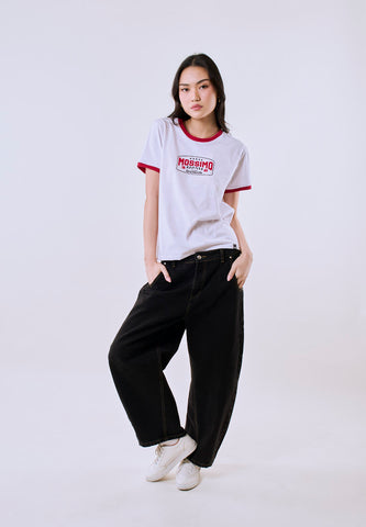 Mossimo Women's White Ringer Graphic Classic Fit Tee