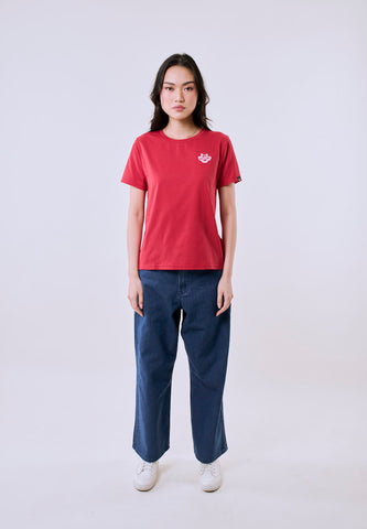 Mossimo Women's Red Embroidery Classic Fit Tee