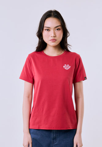 Mossimo Women's Red Embroidery Classic Fit Tee