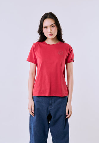 Mossimo Women's Red Basic Logo Classic Fit Tee