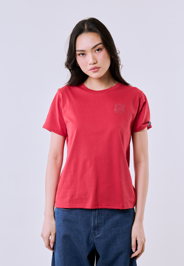 Mossimo Women's Red Basic Logo Classic Fit Tee