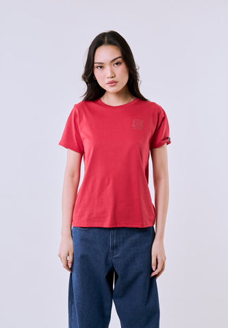 Mossimo Women's Red Basic Logo Classic Fit Tee