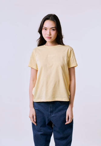 Mossimo Women's Yellow Tonal Embroidery Classic Fit Tee