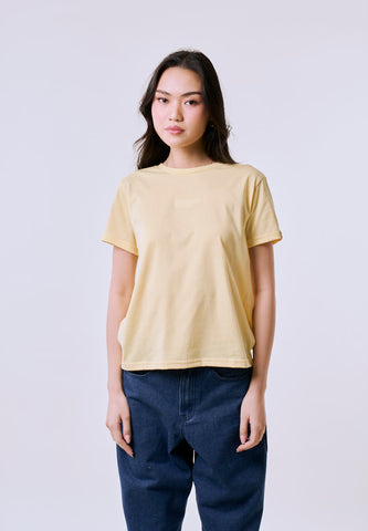 Mossimo Women's Yellow Tonal Embroidery Classic Fit Tee