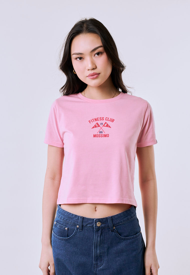 Mossimo Women's Blush Fitness Logo Classic Cropped Fit Tee