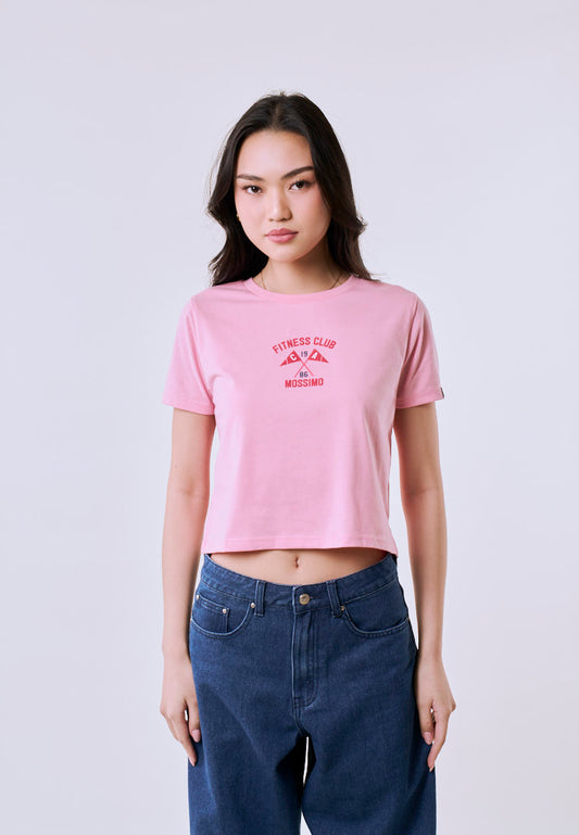 Mossimo Women's Blush Fitness Logo Classic Cropped Fit Tee