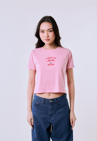 Mossimo Women's Blush Fitness Logo Classic Cropped Fit Tee