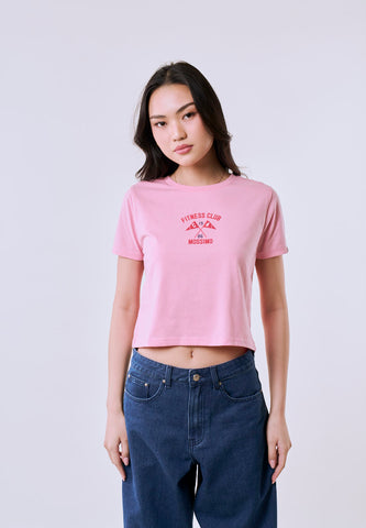 Mossimo Women's Blush Fitness Logo Classic Cropped Fit Tee