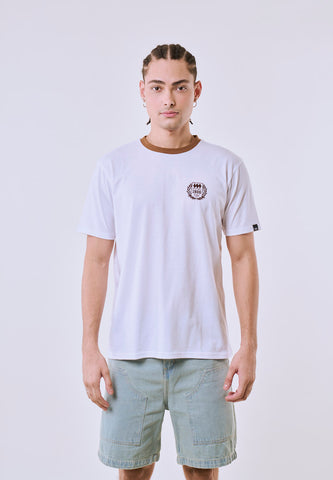 Mossimo Men's White Brown Ringer Classic Fit Tee
