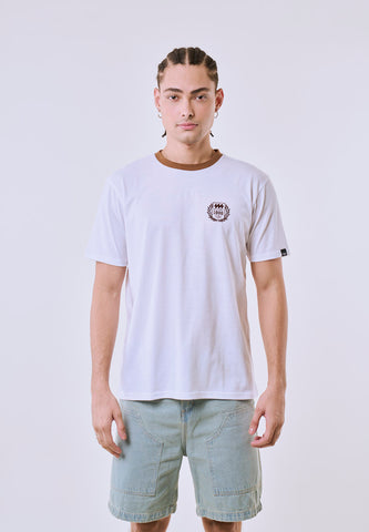 Mossimo Men's White Brown Ringer Classic Fit Tee