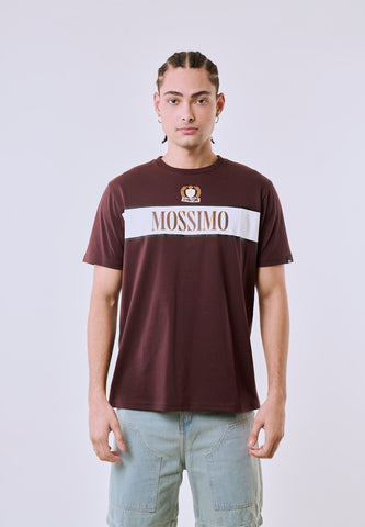 Mossimo Men's Brown Color Block Logo Print Classic Fit Tee