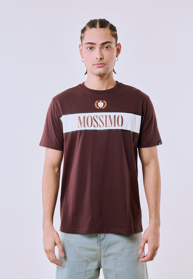 Mossimo Men's Brown Color Block Logo Print Classic Fit Tee