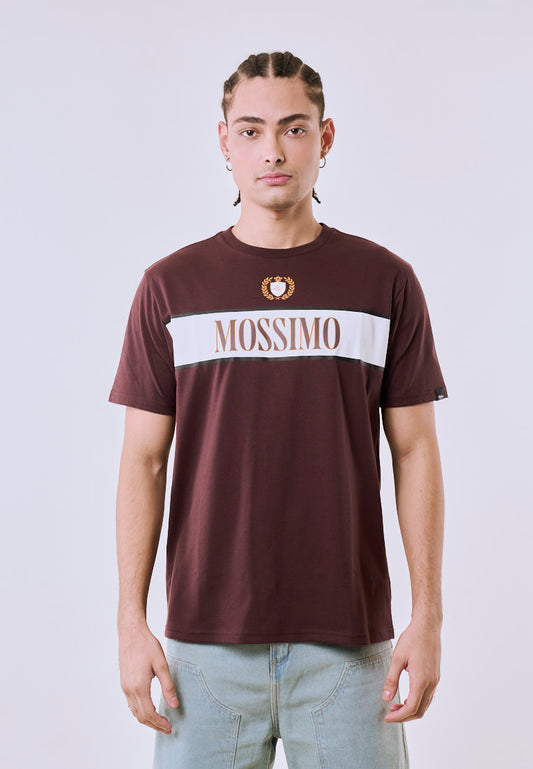 Mossimo Men's Brown Color Block Logo Print Classic Fit Tee