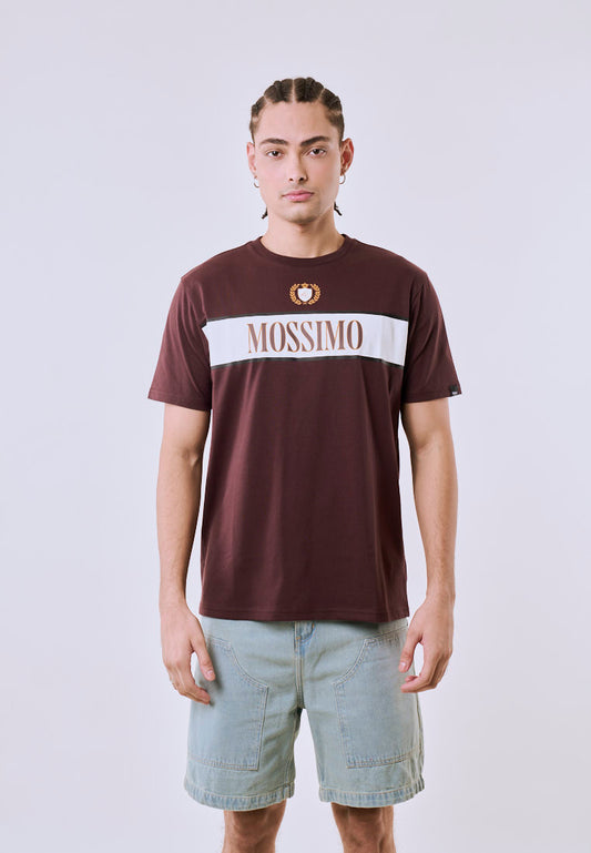 Mossimo Men's Brown Color Block Logo Print Classic Fit Tee
