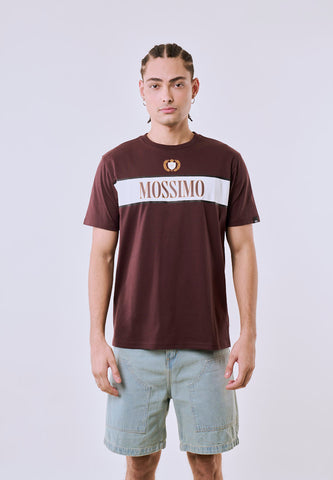Mossimo Men's Brown Color Block Logo Print Classic Fit Tee