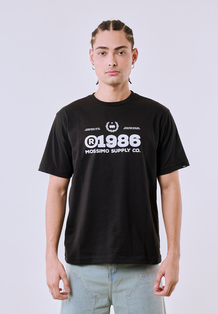 Mossimo Men's Black 1986 Supply Co Graphic Comfort Fit Tee