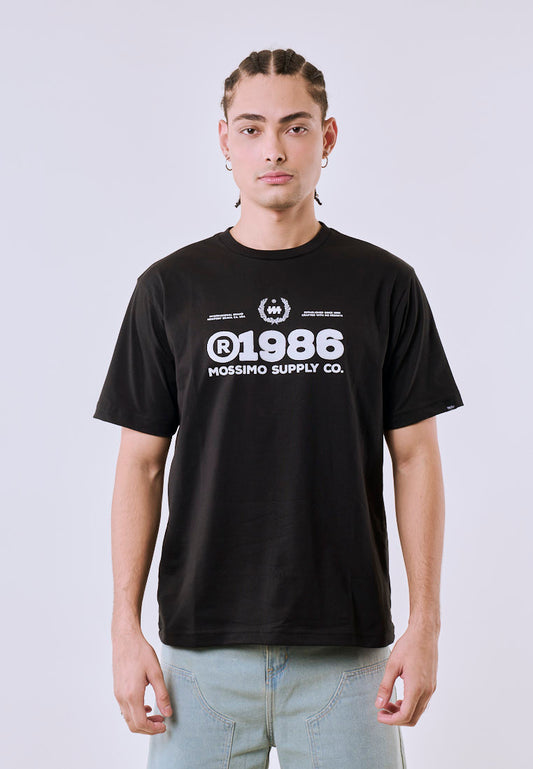 Mossimo Men's Black 1986 Supply Co Graphic Comfort Fit Tee