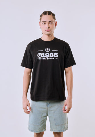 Mossimo Men's Black 1986 Supply Co Graphic Comfort Fit Tee