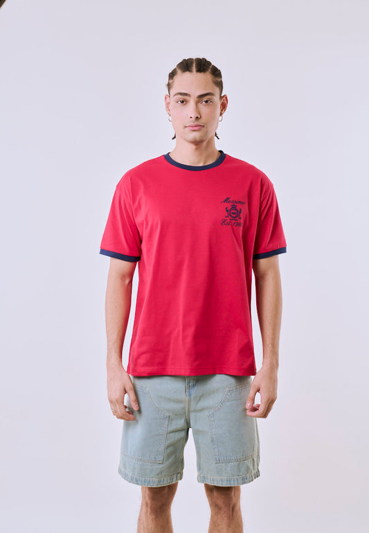 Mossimo Men's Red Ringer Graphic Urban Fit Tee