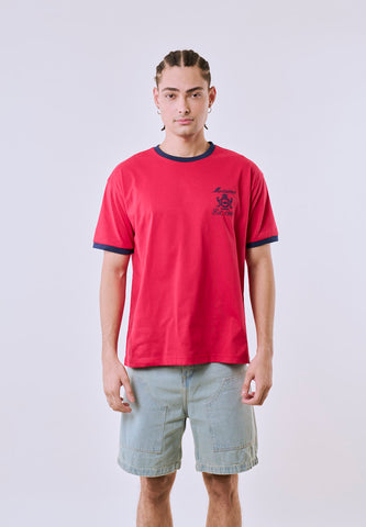 Mossimo Men's Red Ringer Graphic Urban Fit Tee