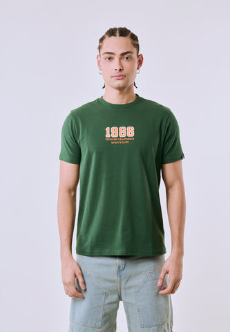 Mossimo Men's Green Patch 1986 Sports Club Classic Fit Tee w/ Back Print